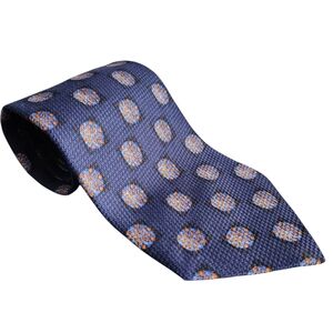 Ermenegildo Zegna Men's Silk Necktie Italy Luxury Geometric Navy Blue Orange